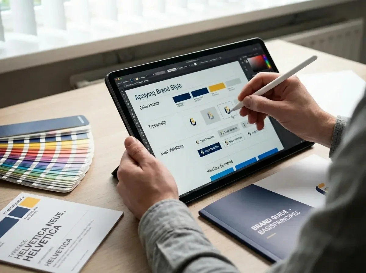 UX/UI-designer implementeert merkidentiteit en huisstijl in een digitale interface.