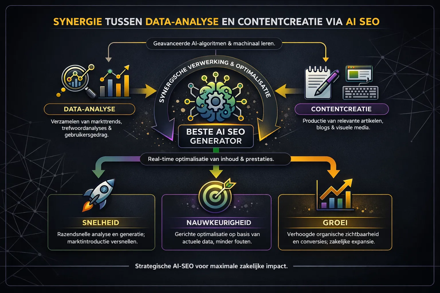 Dashboard met SEO- en AIO-inzichten in SEOwebsites.be voor betere prestaties op beste ai seo generator