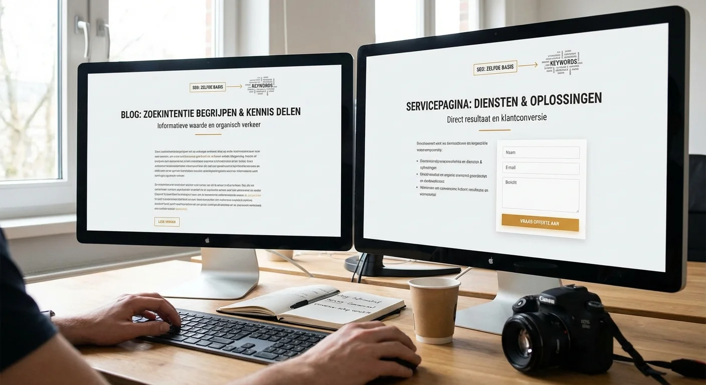 Blog vs servicepagina: zelfde SEO, andere conversie-setup