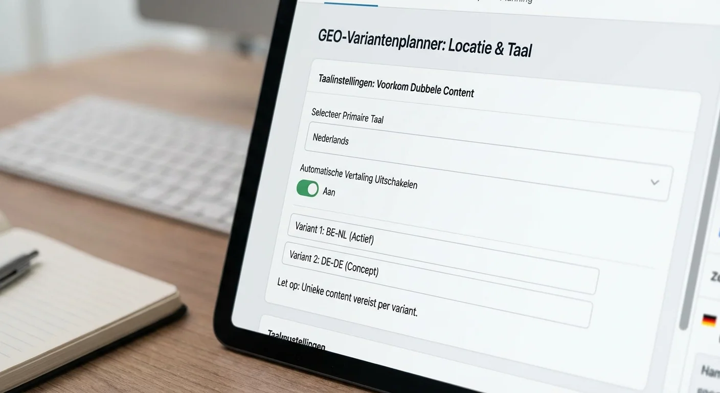 Interface voor GEO-varianten plannen (locatie/taal/intent): zonder duplicate content met focus op taalinstellingen