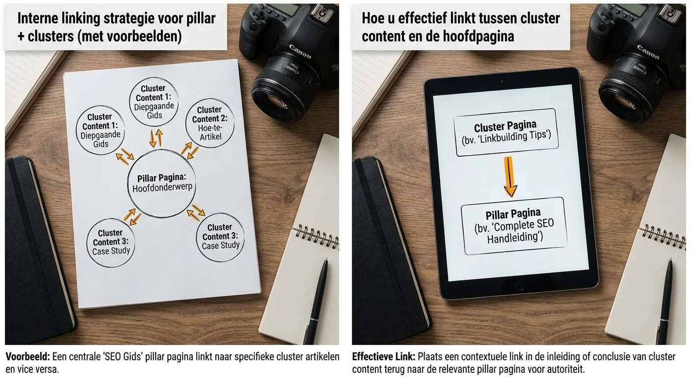 Interne linking strategie voor pillar + clusters (met voorbeelden) at hoe u effectief linkt tussen cluster content en de hoofdpagina