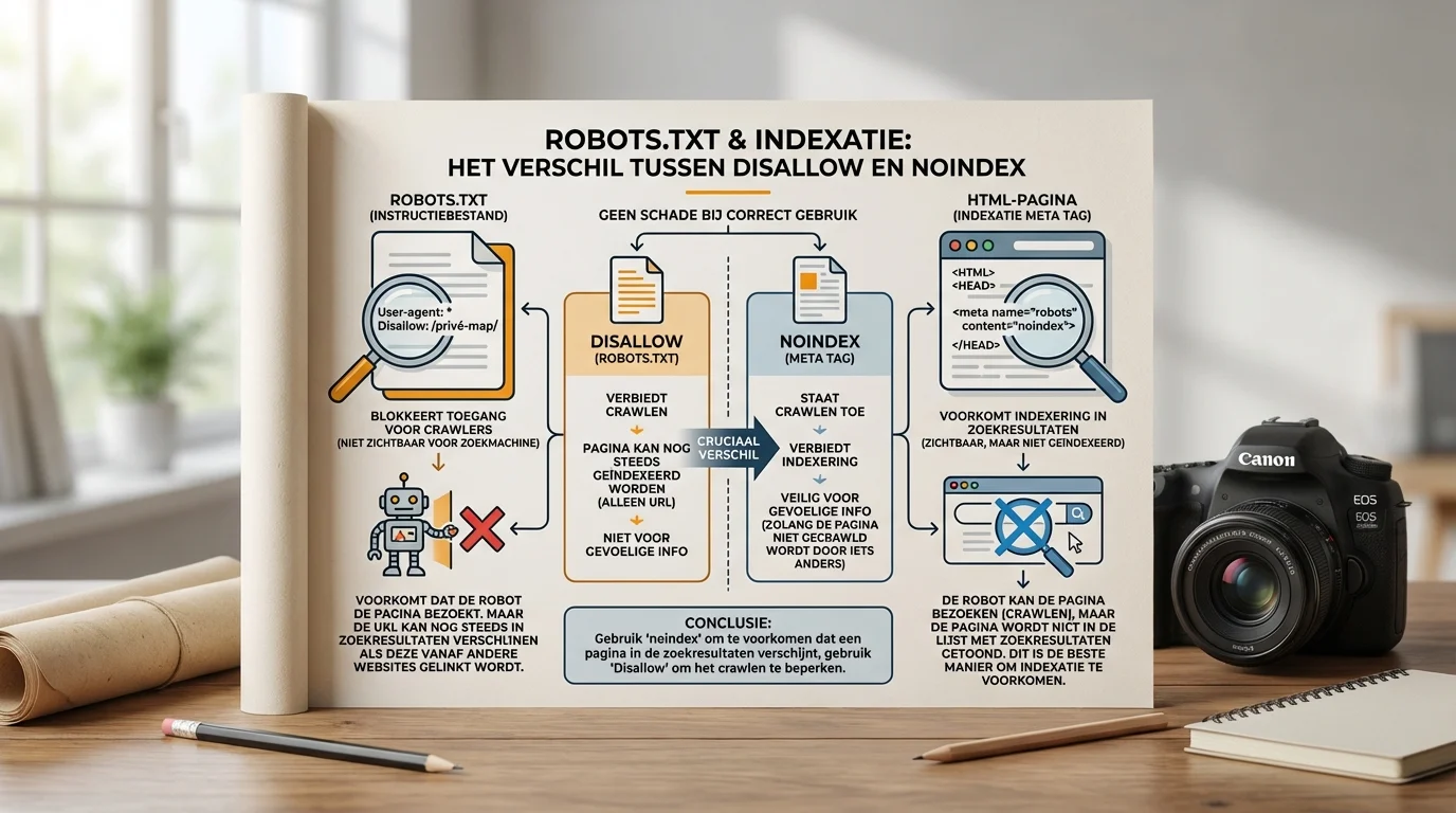 Robots.txt & indexatie: noindex waar nodig, geen schade