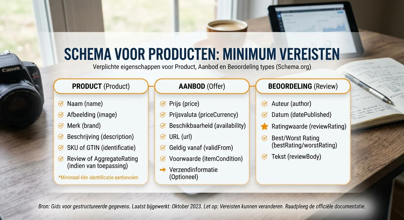 Schema voor producten (Product/Offer/Review): wat is minimum?