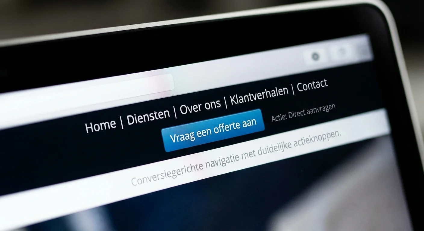 Strakke navigatiestructuur van een zakelijke pagina die toont welke structuur converteert